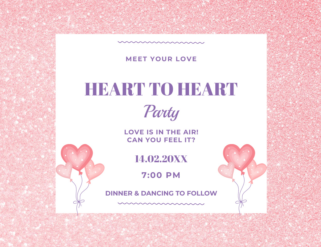 Party For Meeting Love And Acquaintances Invitation 13.9x10.7cm Horizontal Design Template