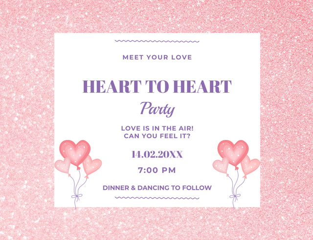 Party For Meeting Love And Acquaintances Invitation 13.9x10.7cm Horizontal Design Template