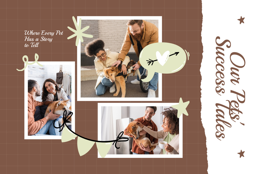 Plantilla de diseño de Cute Pets Success Life Stories Mood Board 
