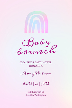 Ontwerpsjabloon van Invitation 6x9in van Baby Brunch Announcement with Cute Rainbow