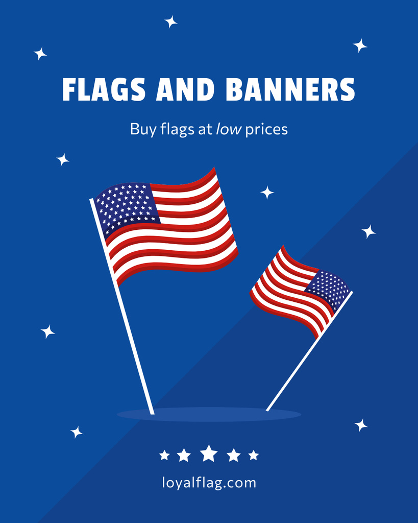Plantilla de diseño de USA Flags and Banners Sale Poster 16x20in 
