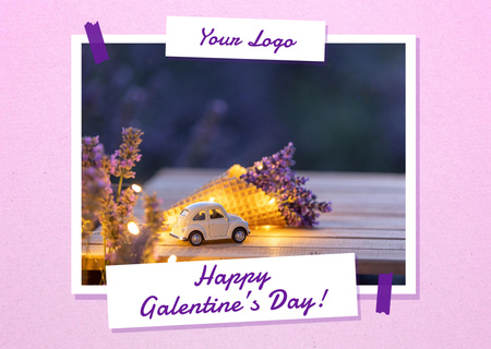 Galentine's Day Greeting with Cute Decorations Postcard Design Template