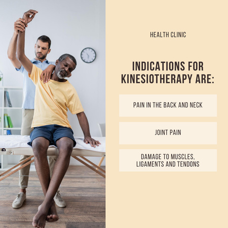 Medical Indications for Kinesiotherapy From Clinic Instagram Design Template