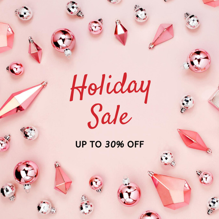 Shining Baubles And New Year Sale Announcement In Pink Instagram Design Template