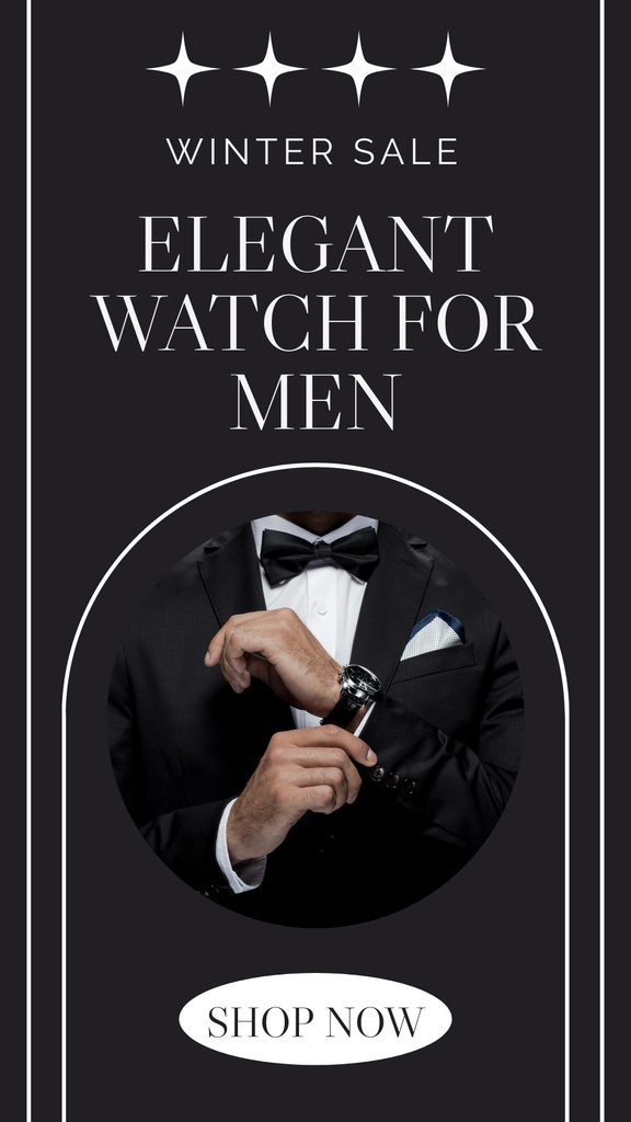 Winter Sale Elegant Men's Watches Instagram Story tervezősablon