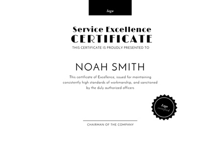 Award of Excellence from Company Certificate 5.5x8.5in Design Template