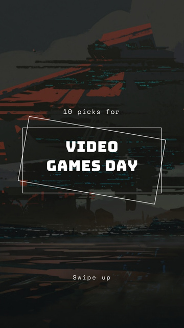 Video Games Day with Cyberspace Illustration Instagram Story Design Template