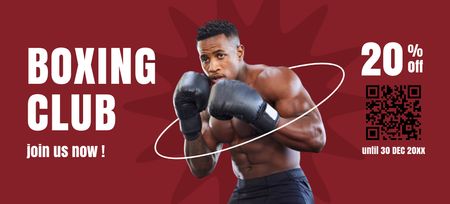 Platilla de diseño Boxing Club Invitation with Muscular Sportsman Coupon 3.75x8.25in