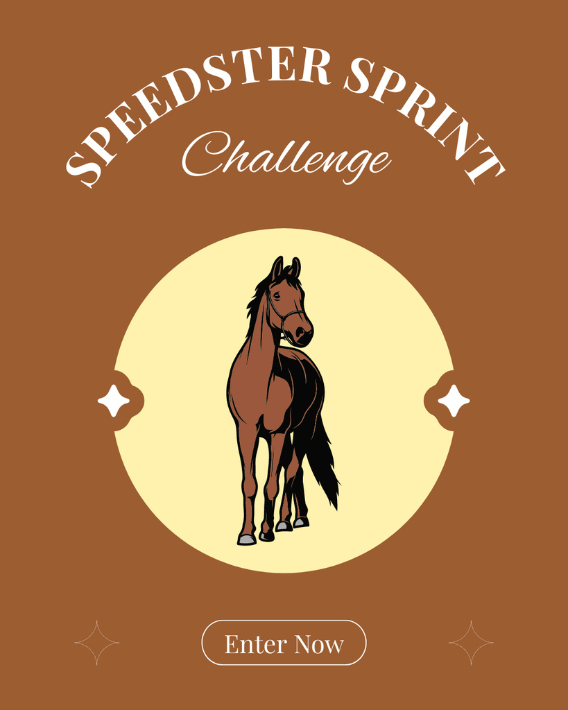 Ontwerpsjabloon van Instagram Post Vertical van Speed ​​Challenge Announcement with Horse Illustration