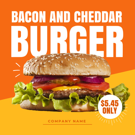 Offer of tasty meat burger Instagram Tasarım Şablonu