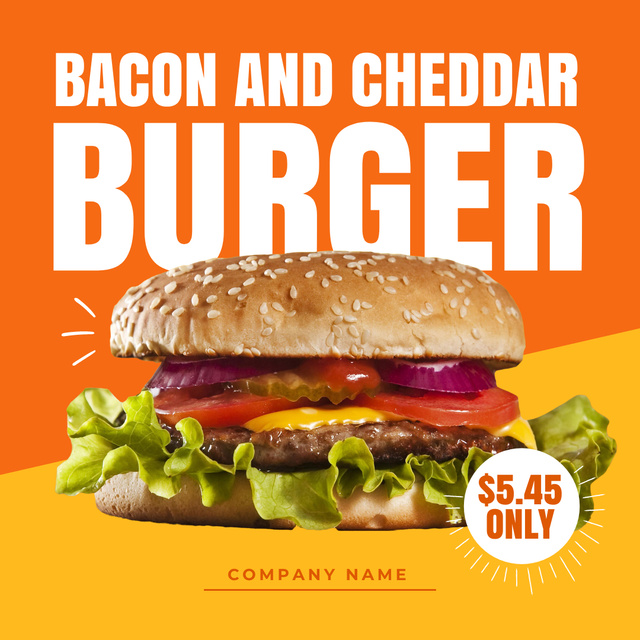 Offer of tasty meat burger Instagram Design Template