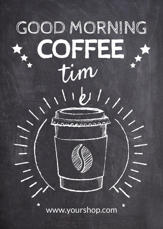 Coffee Shop Ad with Chalk Drawing of Coffee Cup Flyer A6 – шаблон для дизайну