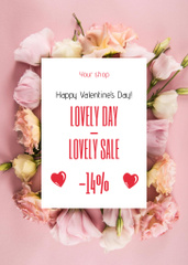 Valentine's Day Sale Announcement with Pink Flowers