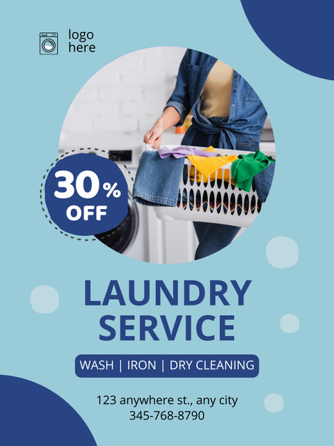Designvorlage Discounted Laundry Service Offer for All für Poster US