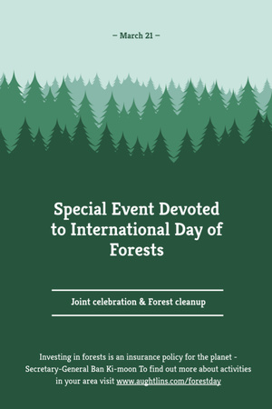 Anúncio do Evento do Dia Internacional das Florestas Postcard 4x6in Vertical Modelo de Design