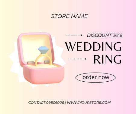 Template di design Jewelry Shop Offer with Wedding Ring in Gift Box Facebook