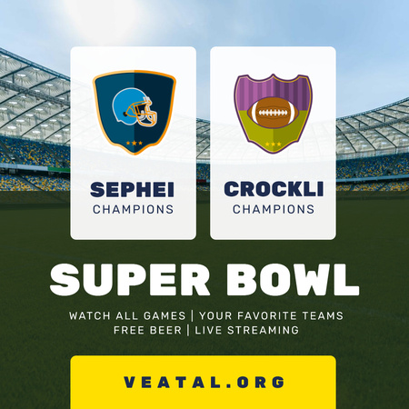 Super Bowl Match Announcement Stadium View Instagram Modelo de Design