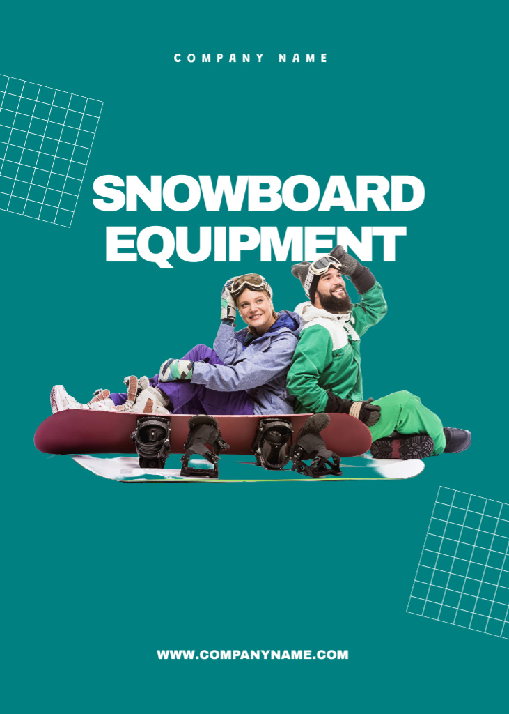 Designvorlage Snowboard Equipment Sale in Green für Postcard 5x7in Vertical