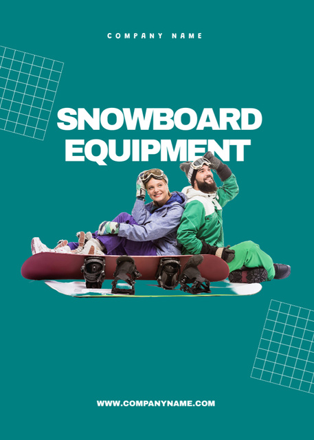 Ontwerpsjabloon van Postcard 5x7in Vertical van Snowboard Equipment Sale in Green