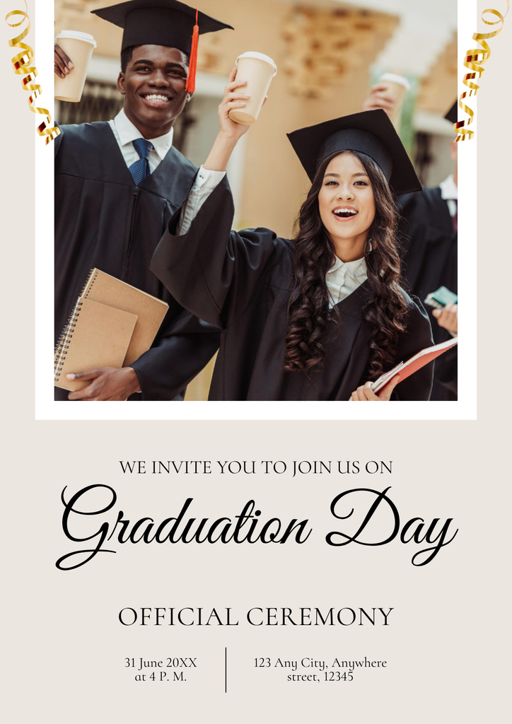 Students at Graduation Ceremony Poster Design Template