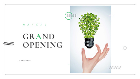 Eco Light Bulb with Leaves FB event coverデザインテンプレート