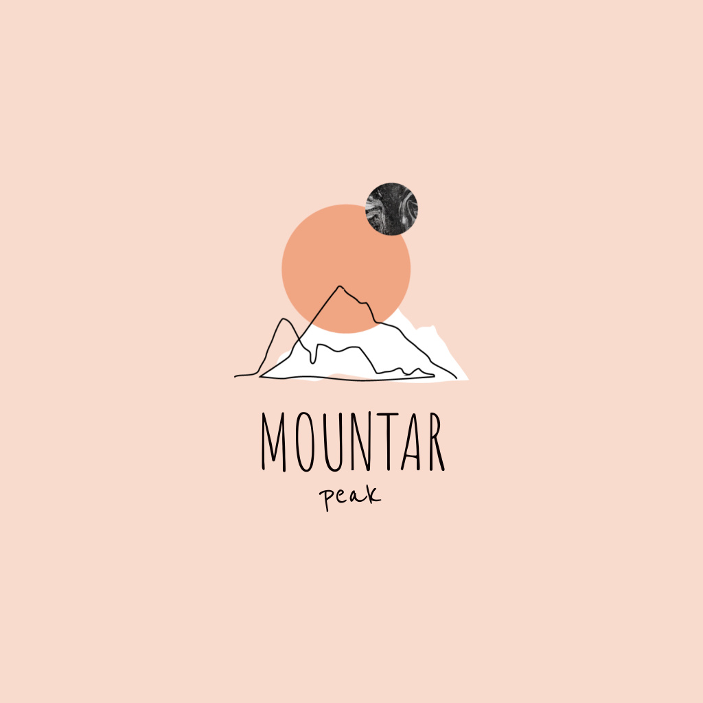 Travel Tour Ad with Sketch of Mountains Logo Design Template