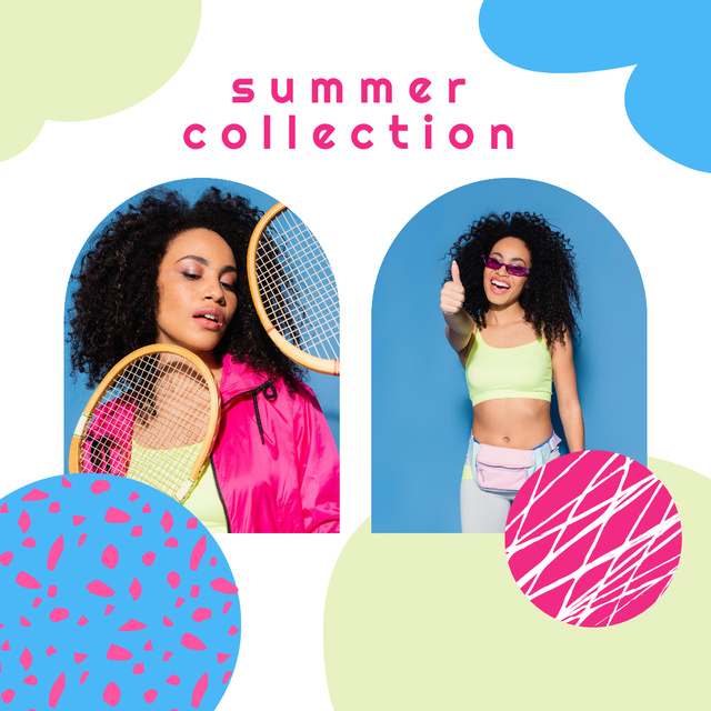 New Summer Clothes Collection Ad With Colorful Blots Instagram tervezősablon
