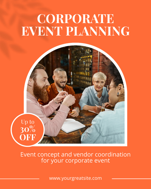 Coordination of Corporate Events with Discount Instagram Post Vertical Design Template