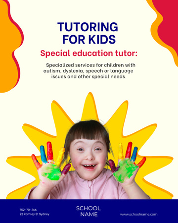 Plantilla de diseño de Oferta de servicios de tutoría para niños diversos Poster 16x20in 