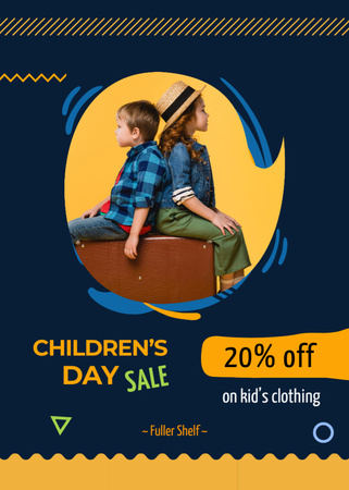 Platilla de diseño Casual Kid's Outfits Sale Offer On Child's Day Postcard 5x7in Vertical