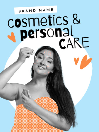 Beauty Ad with Woman applying Serum Poster US Tasarım Şablonu
