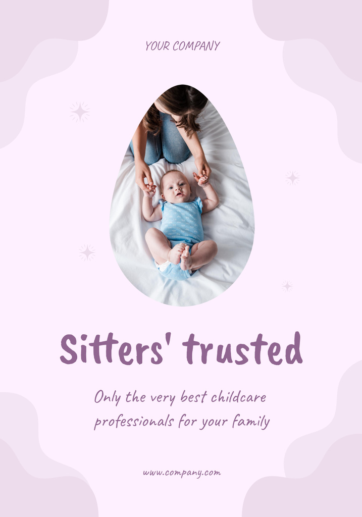 Platilla de diseño Experienced Nanny Services for Newborns In Pink Poster 28x40in