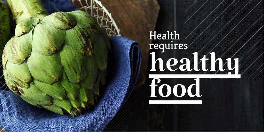 Healthy Food Concept with Green Artichoke Twitter Šablona návrhu