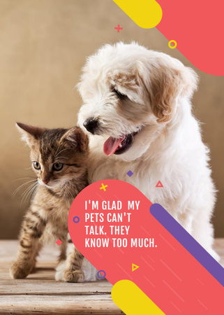 Certified Pets Clinic Ad with Cute Dog and Cat Flayer Design Template