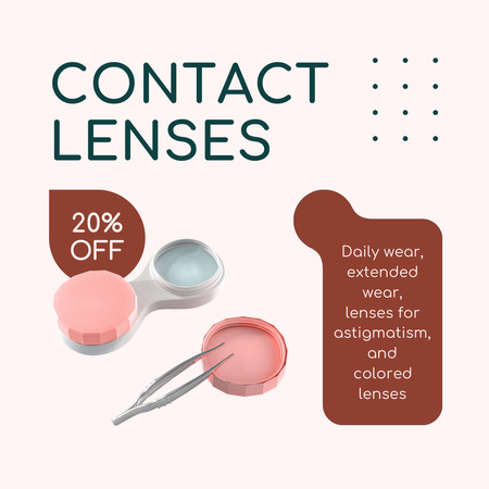 Vysoce kvalitní kontaktní čočky pro korekci zraku se slevou Instagram Šablona návrhu