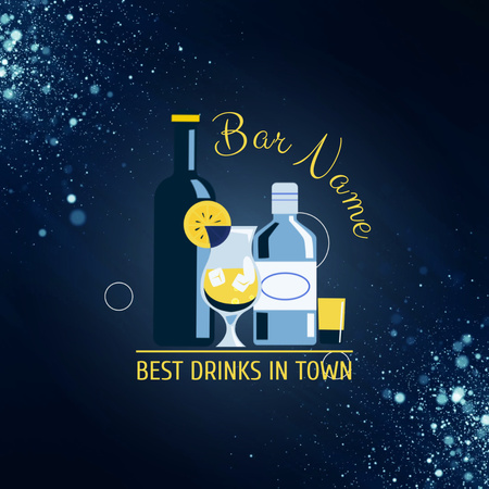 Stunning Drinks And Cocktails In Town Bar Animated Logo Design Template