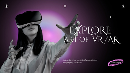 Designvorlage Girl in Virtual Reality Glasses für Youtube Thumbnail