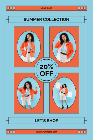 Реклама летней коллекции одежды с простым фотоколлажем Pinterest – шаблон для дизайна