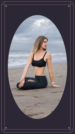 Young Woman meditating on Sunset Instagram Story Design Template