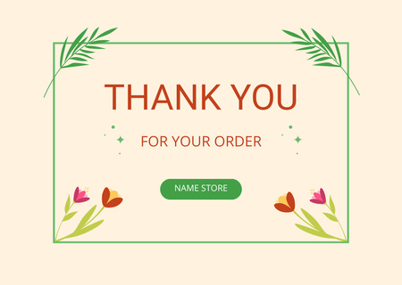 Thank You For Your Order Message with Simple Abstract Tulips Card Design Template