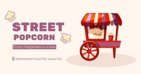 Ontwerpsjabloon van Facebook AD van Streetfood-advertentie met popcorn