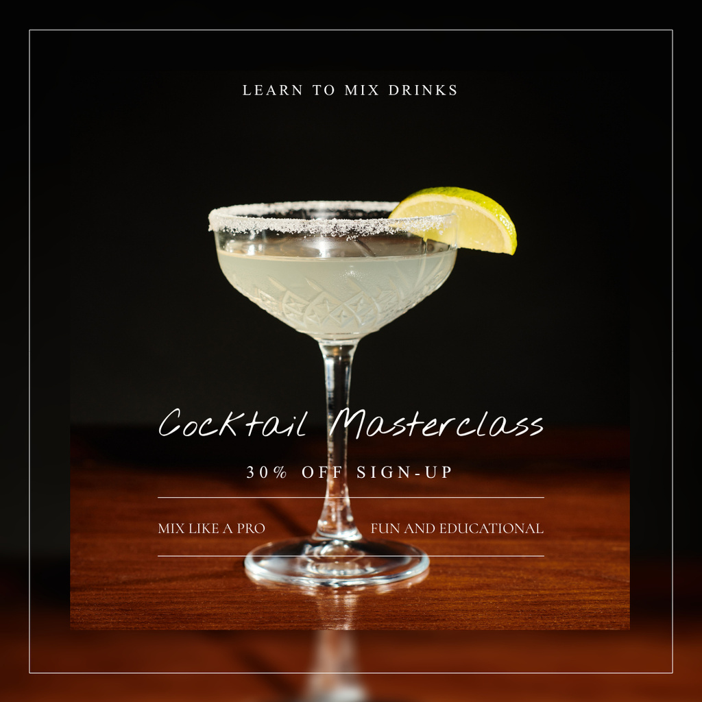 Mixing Drinks at Cocktail Master Class Instagram Design Template