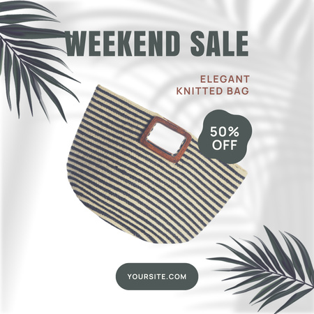 Designvorlage Wochenend-Sale mit gestrickter Tasche für Instagram
