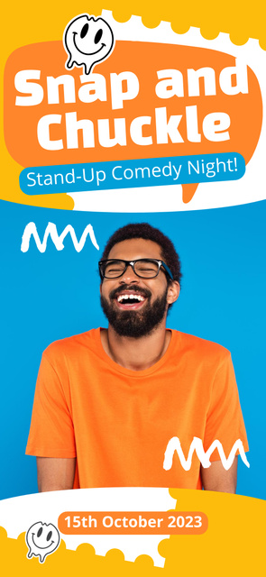 Ontwerpsjabloon van Snapchat Geofilter van Promo of Stand-up Comedy Night with Laughing Man