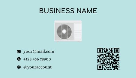 Cooling and Heating Systems Installation Offer on Light Blue Business Card US Design Template