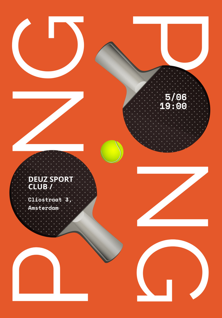 Ping Pong Competitions Announcement Poster 28x40in Πρότυπο σχεδίασης