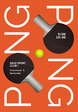 Ping Pong Yarışmaları Duyurusu Poster 28x40in Tasarım Şablonu
