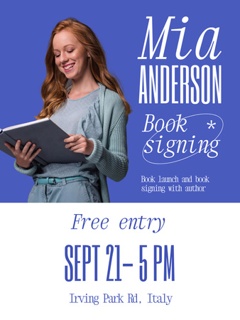 Book Signing Announcement Poster US Design Template
