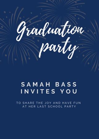 Graduation Party Announcement with Bright Fireworks Invitation Design Template