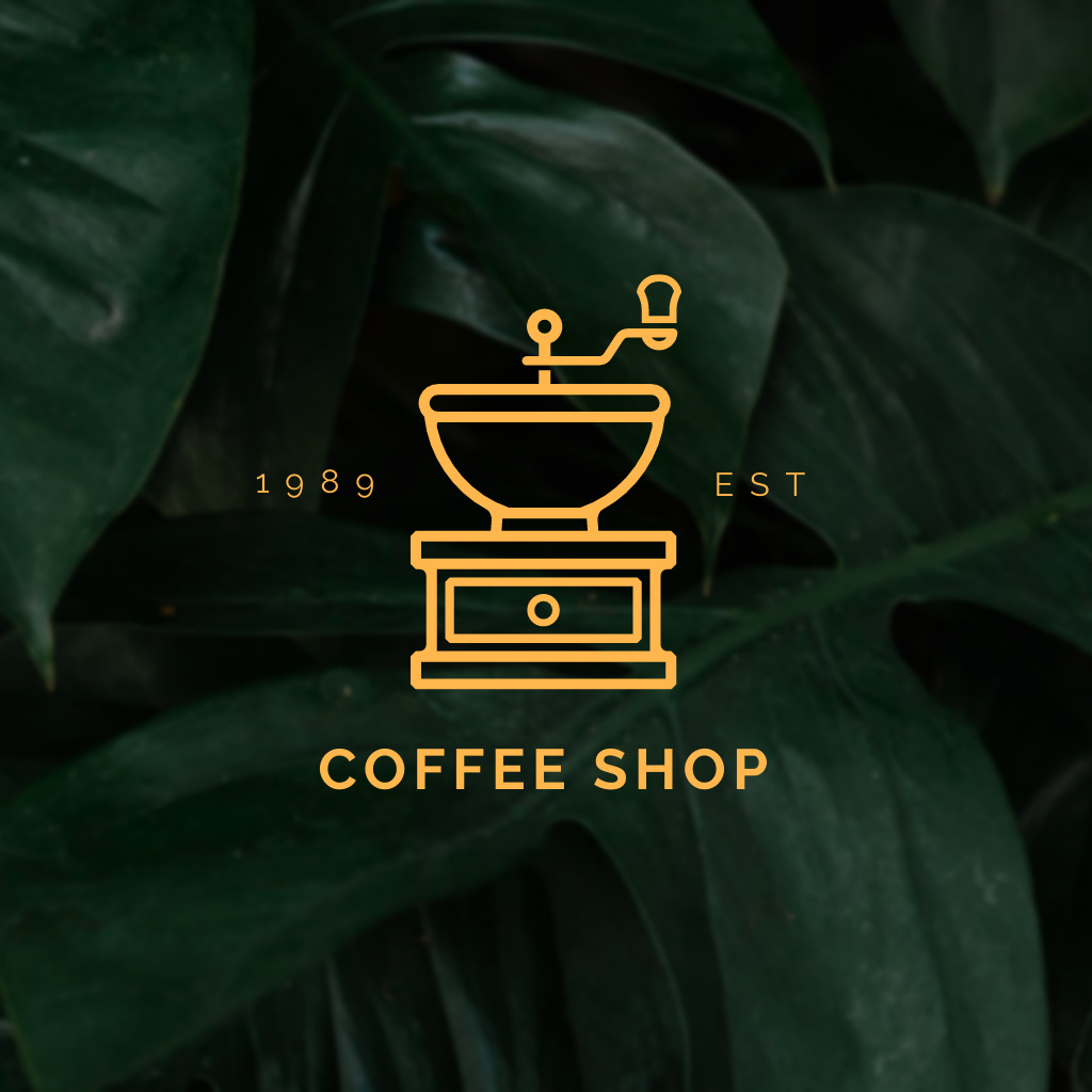 Cafe Ad with Coffee Mill Logo Πρότυπο σχεδίασης